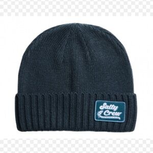 Salty Crew Dark Teal Ribbed Cuff Beanie with Logo Patch
